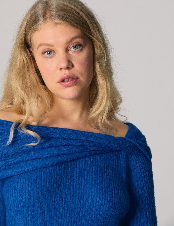 jennyfer Pull col bardot bleu océan
