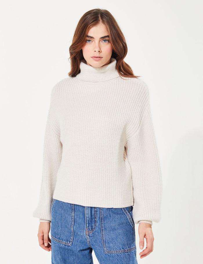 jennyfer Pull col roulé beige