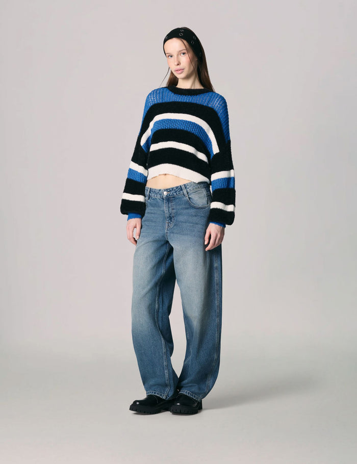 jennyfer Pull court à rayures noir