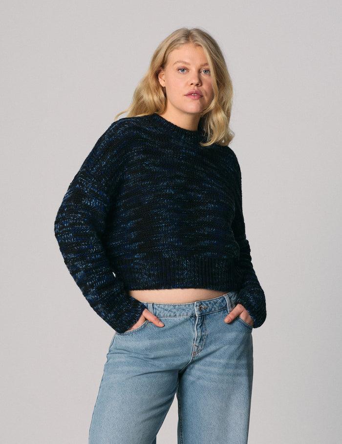 jennyfer Pull court en maille côtelée noire