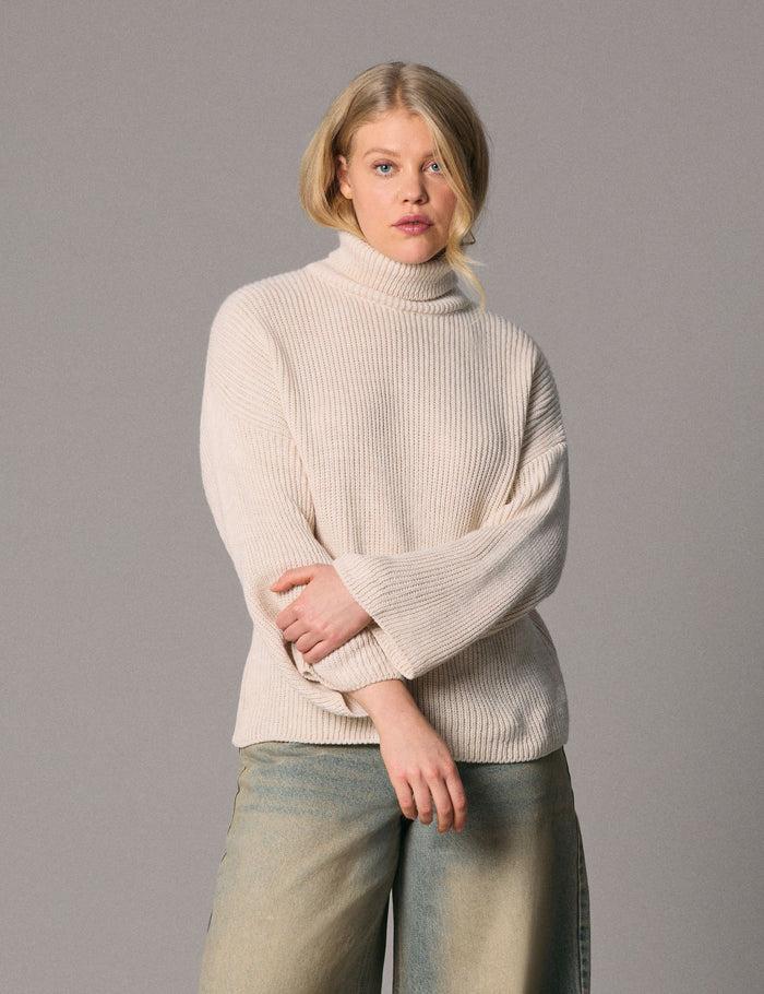 jennyfer Pull en maille côtelé sable