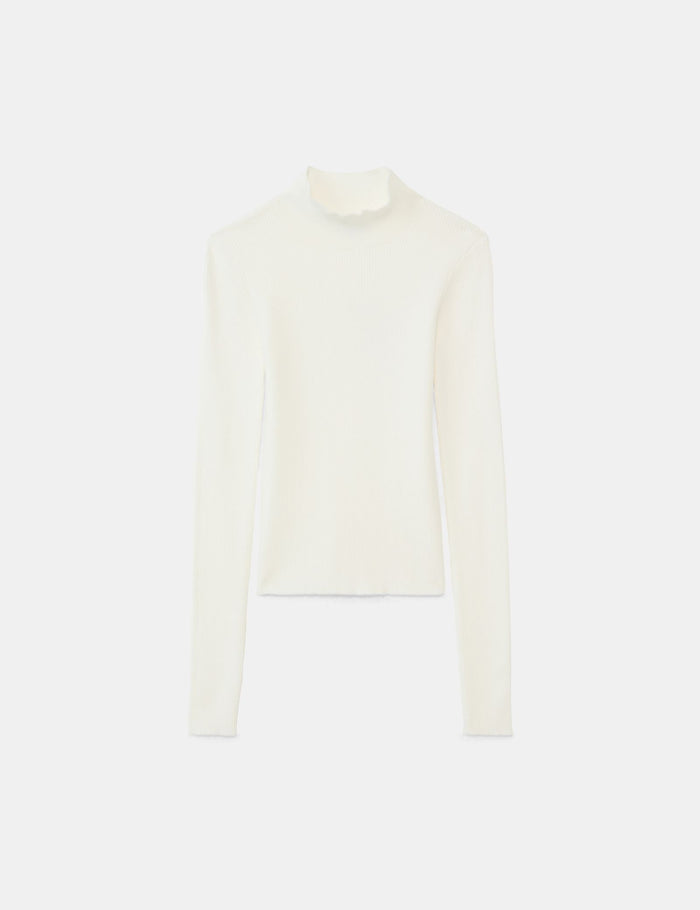 jennyfer Pull en maille côtelée écru