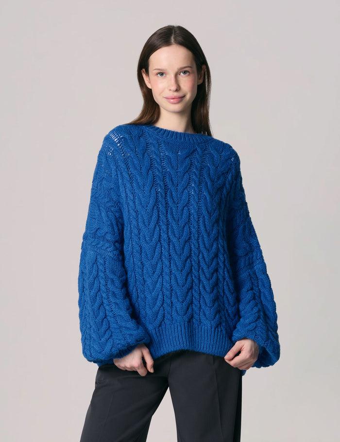 jennyfer Pull en maille tressée bleu océan