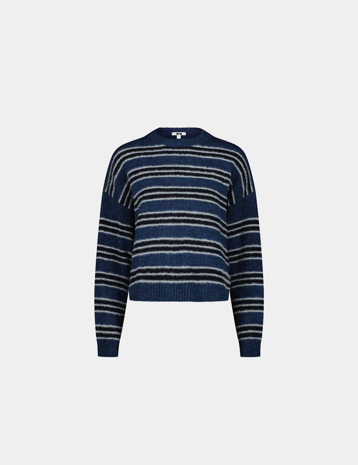 jennyfer Pull rayé à col rond bleu électrique