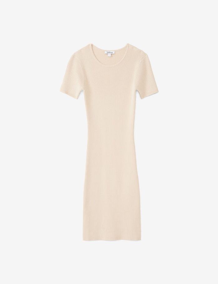 jennyfer Robe courte côtelée crème