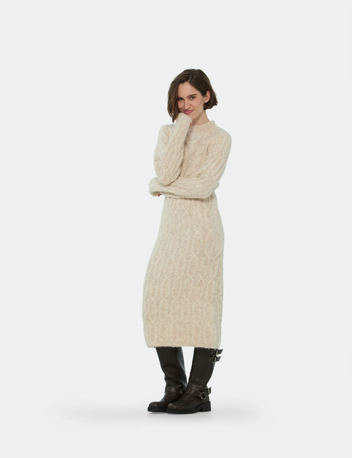 jennyfer Robe pull en maille tressée sable