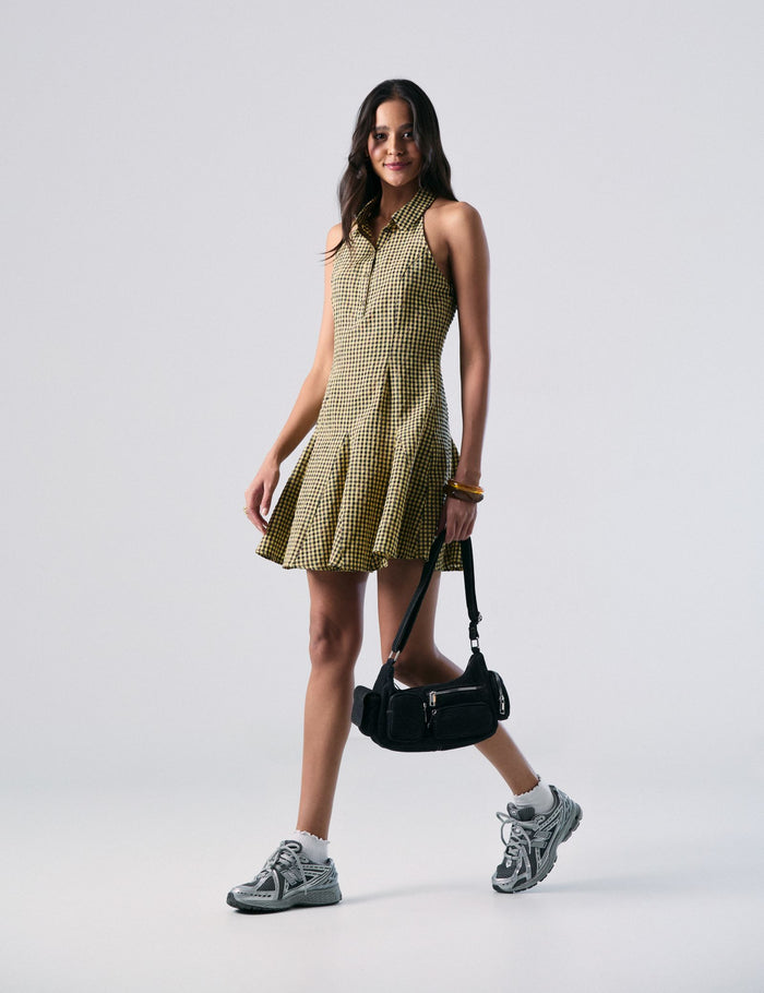 jennyfer Robe Vichy courte jaune et noir