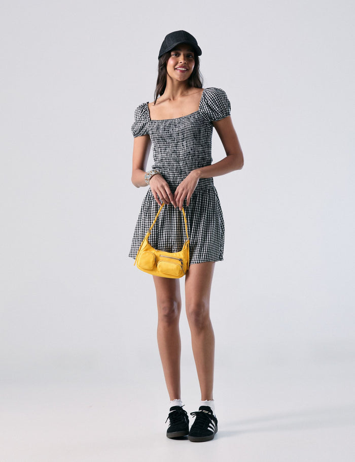 jennyfer Robe Vichy courte noir et blanc