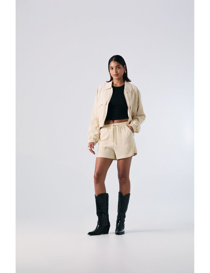 jennyfer Short fluide en lin beige clair