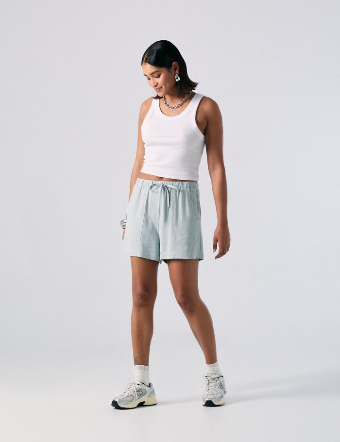 jennyfer Short fluide en lin vert clair