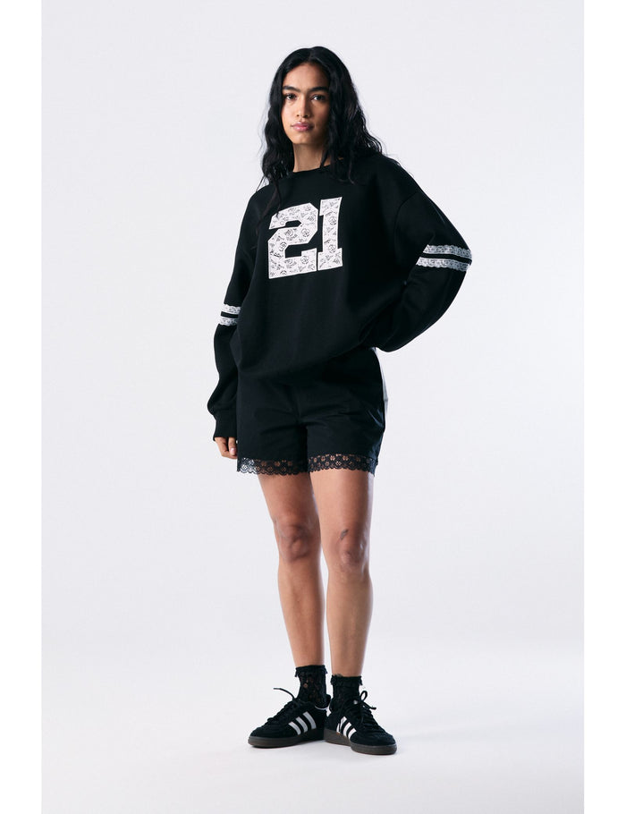 jennyfer Sweat à manches longues à dentelles noir