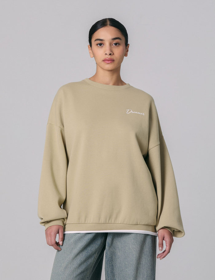 jennyfer Sweat à message double couture beige kaki