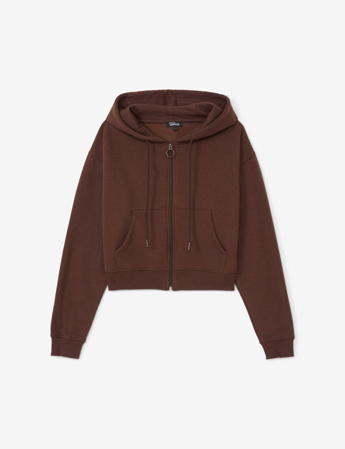 jennyfer Sweat oversize zippé marron foncé
