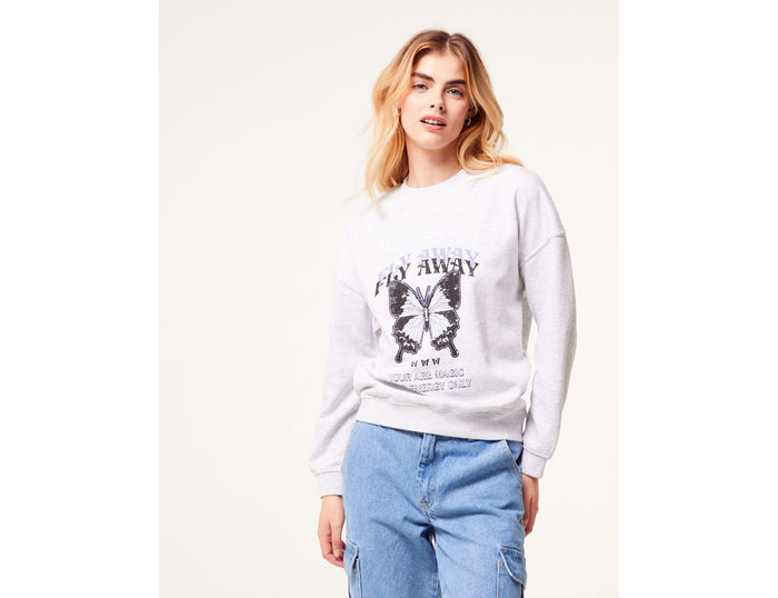 jennyfer Sweat papillon gris chiné