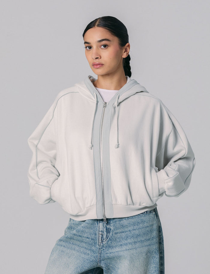 jennyfer Sweat zippé à capuche gris souris