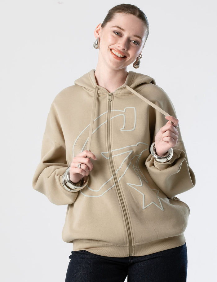 jennyfer Sweat zippé à motif beige kaki