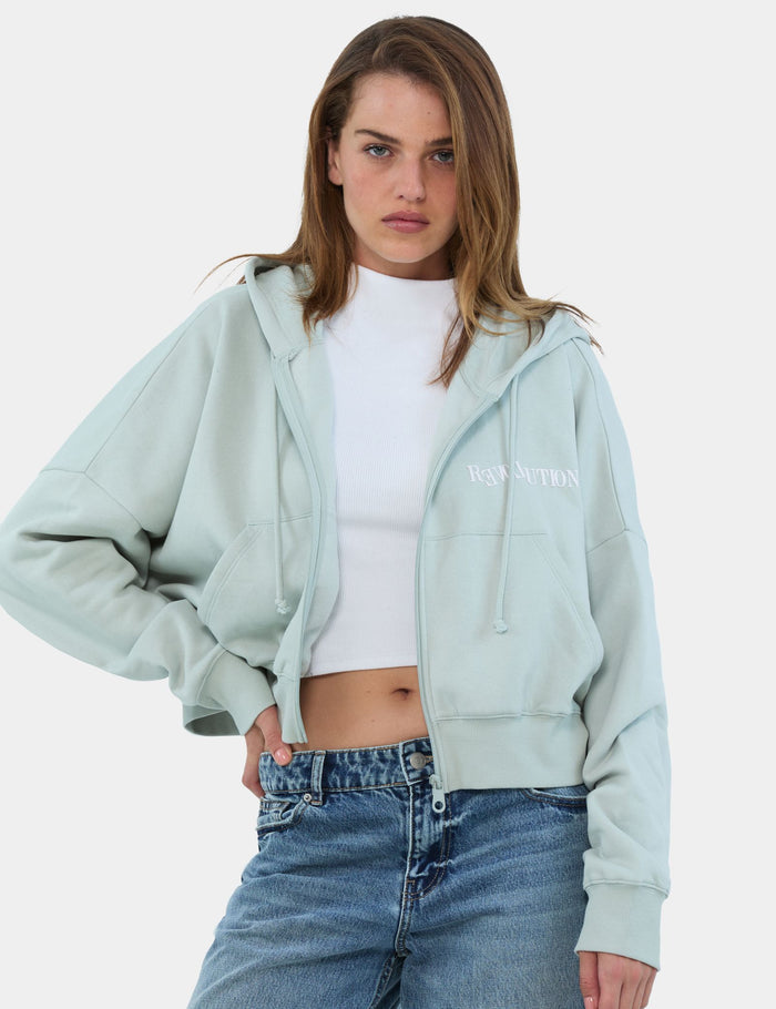 jennyfer Sweat zippée à message vert clair