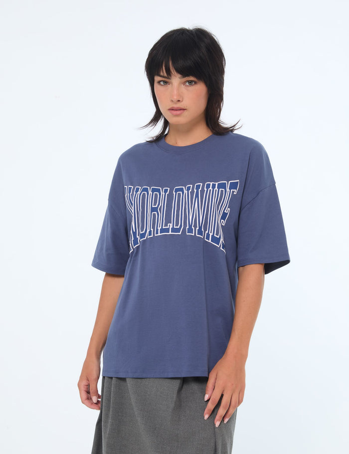 jennyfer T-shirt à message bleu ardoise