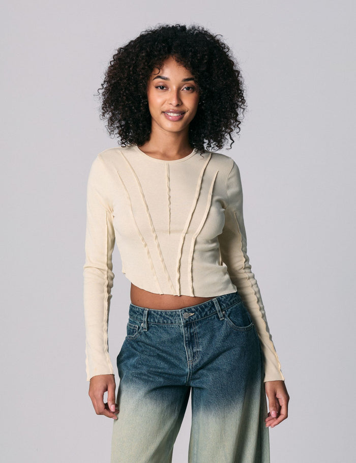 jennyfer T-shirt à relief beige clair