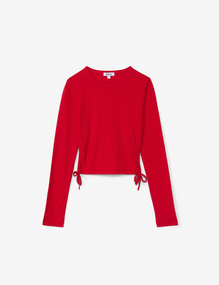 jennyfer T-shirt avec fronces et liens rouge vif