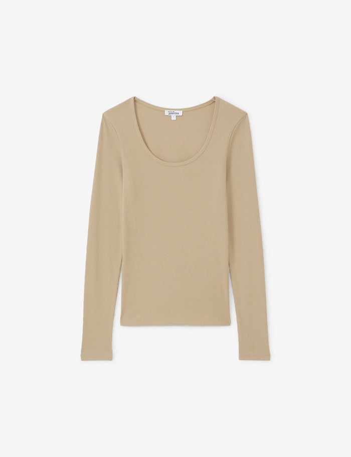 jennyfer T-shirt côtelé beige kaki