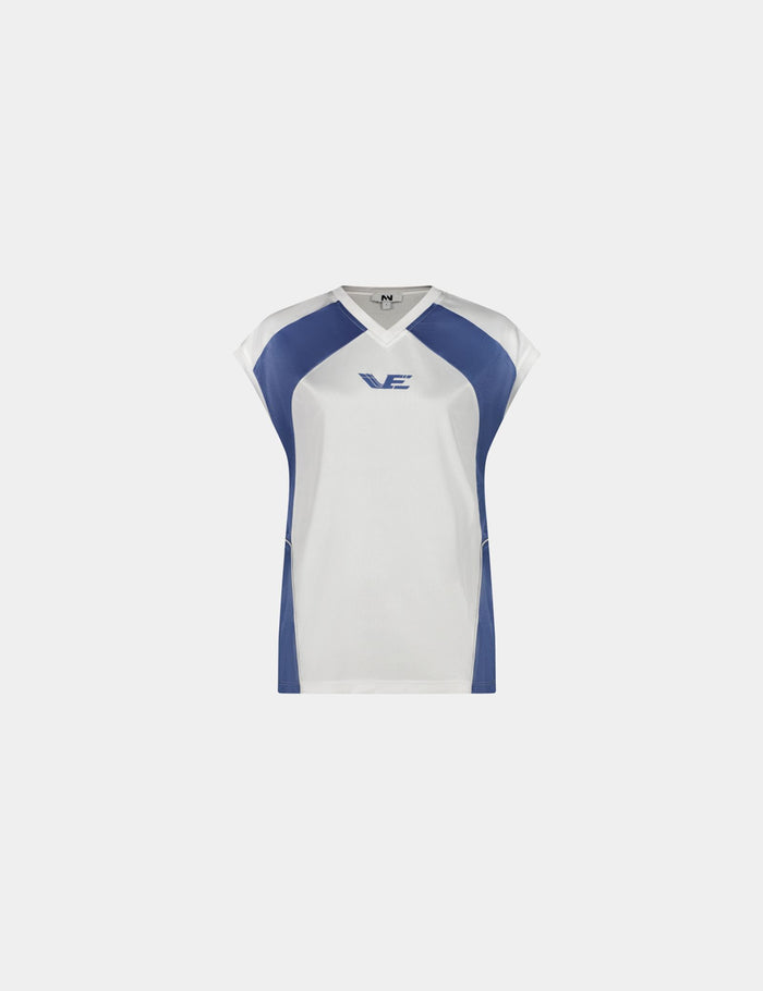 jennyfer T-shirt de foot bleu et blanc