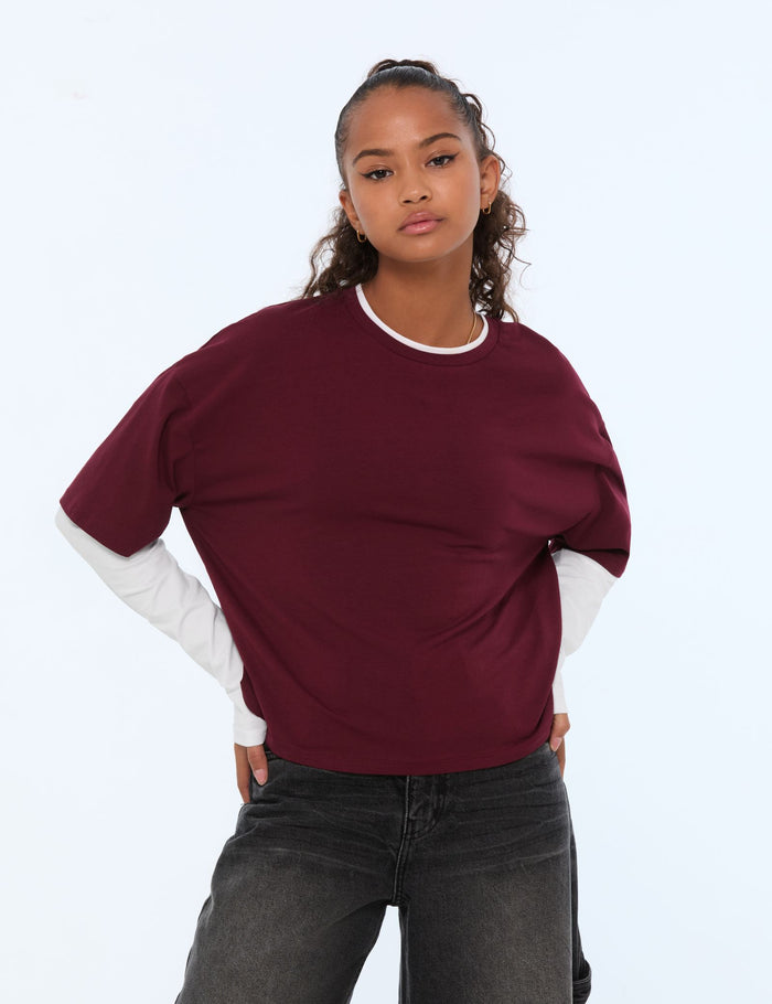 jennyfer T-shirt doublé prune