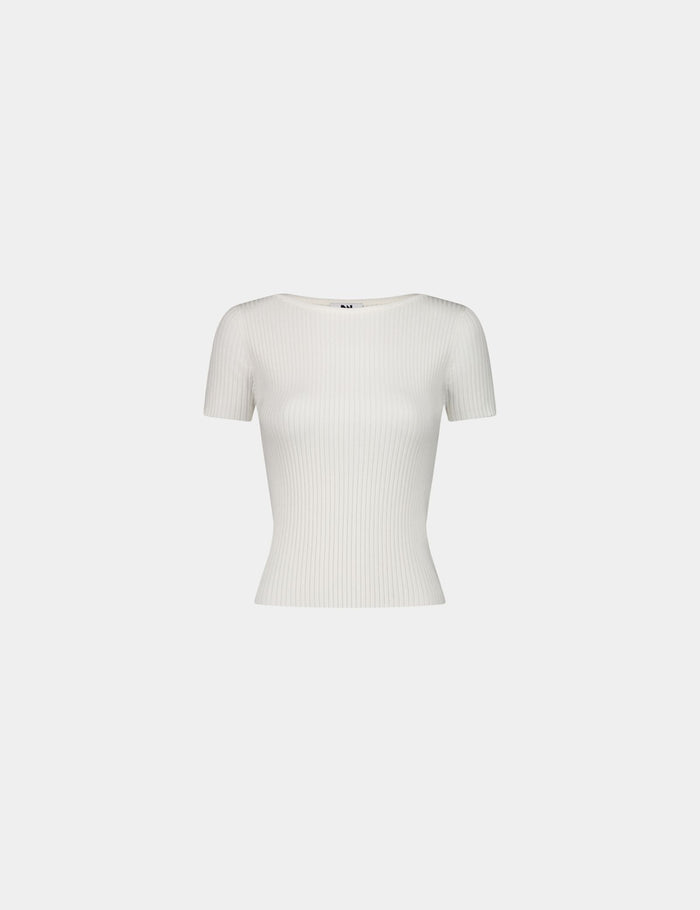 jennyfer T-shirt en maille côtelée écru