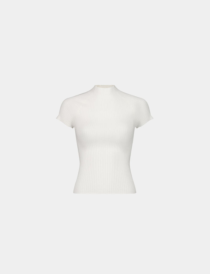 jennyfer T-shirt en maille côtelée écru