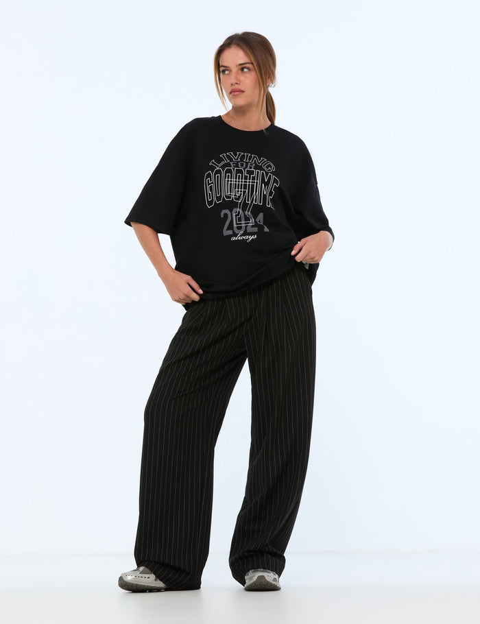 jennyfer T-shirt oversize à message noir