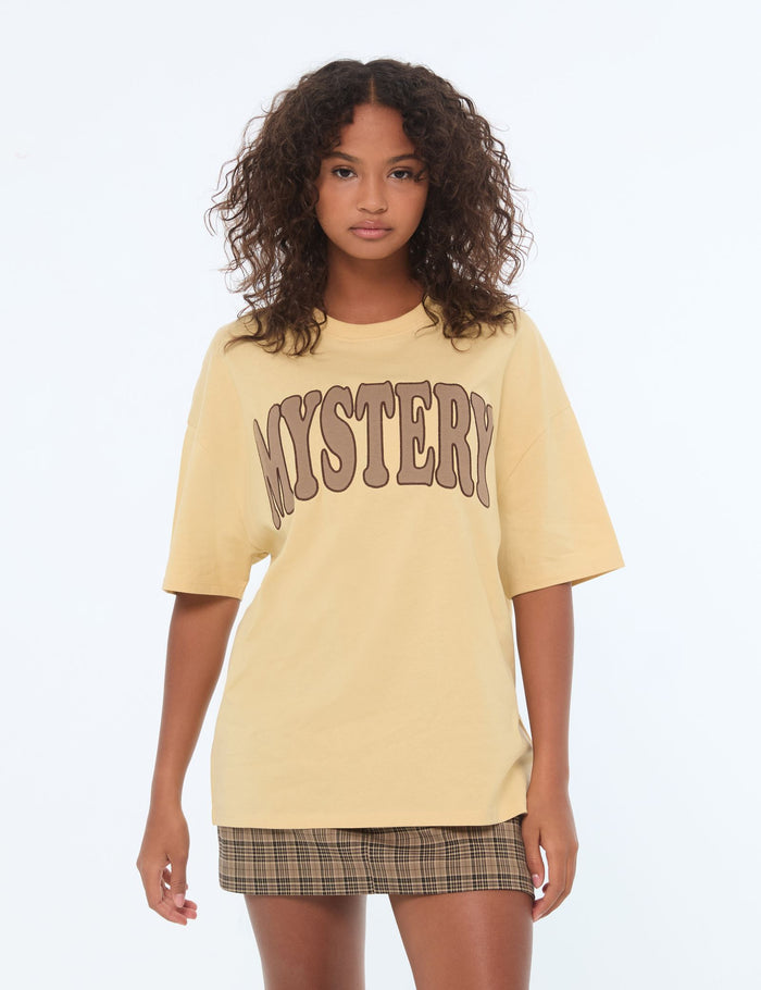 jennyfer T-shirt oversize beige moyen à message