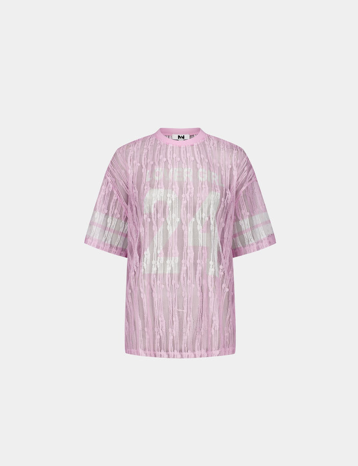 jennyfer T-shirt Oversize rose en dentelle