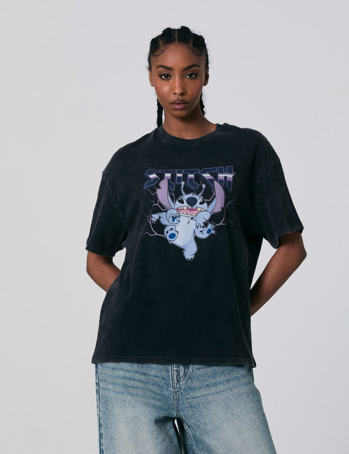 jennyfer T-shirt oversize Stitch x Jennyfer noir