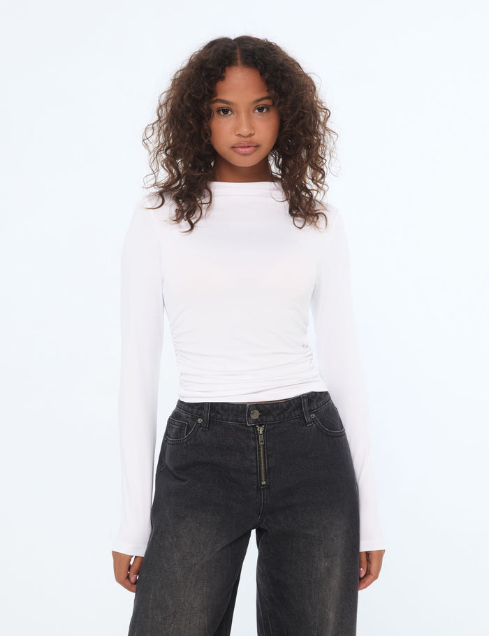 jennyfer T-shirt satiné avec fronces blanc