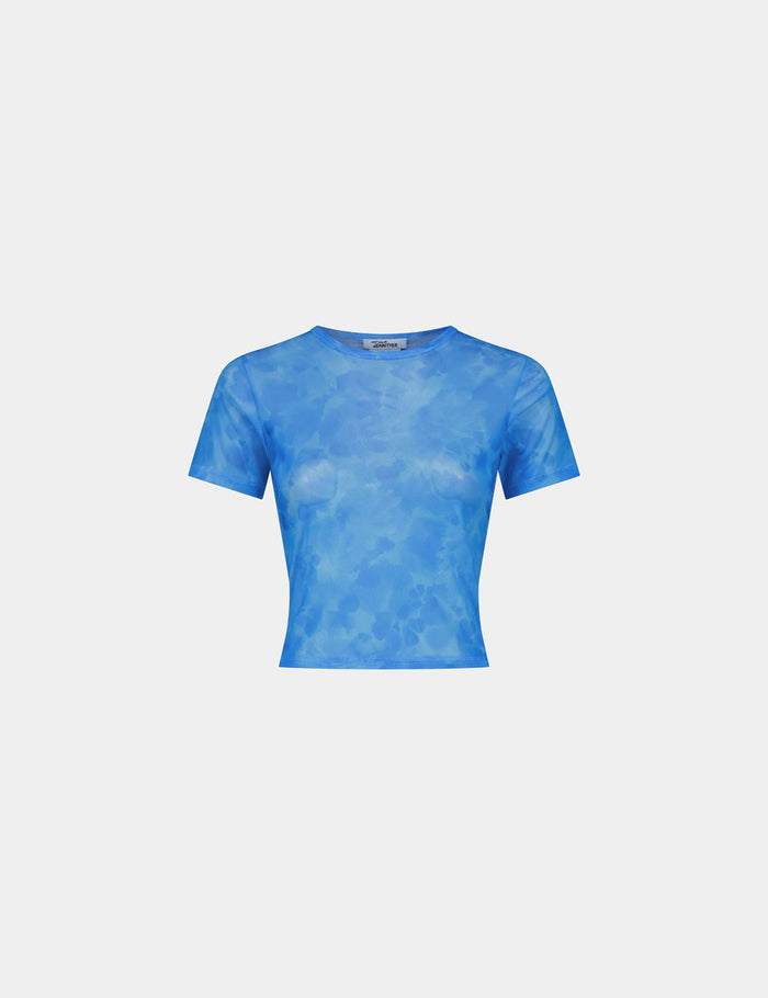 jennyfer T-shirt transparent à motifs bleu azur