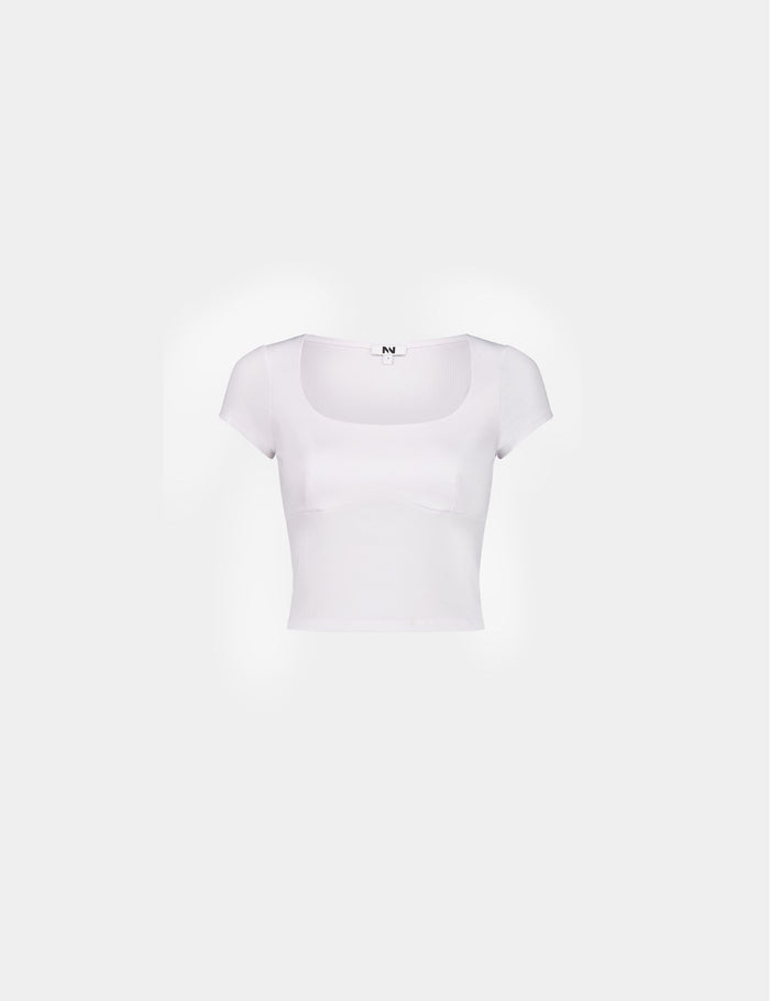jennyfer Top côtelé à manches courtes blanc