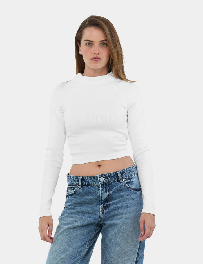 jennyfer Top en maille côtelée blanc