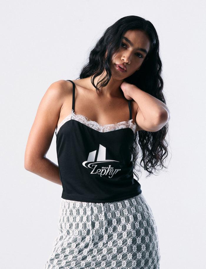 jennyfer Top fluide à dentelles et message noir