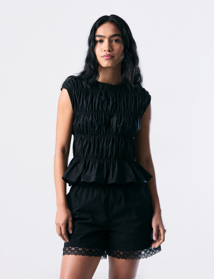 jennyfer Top noir avec fronces