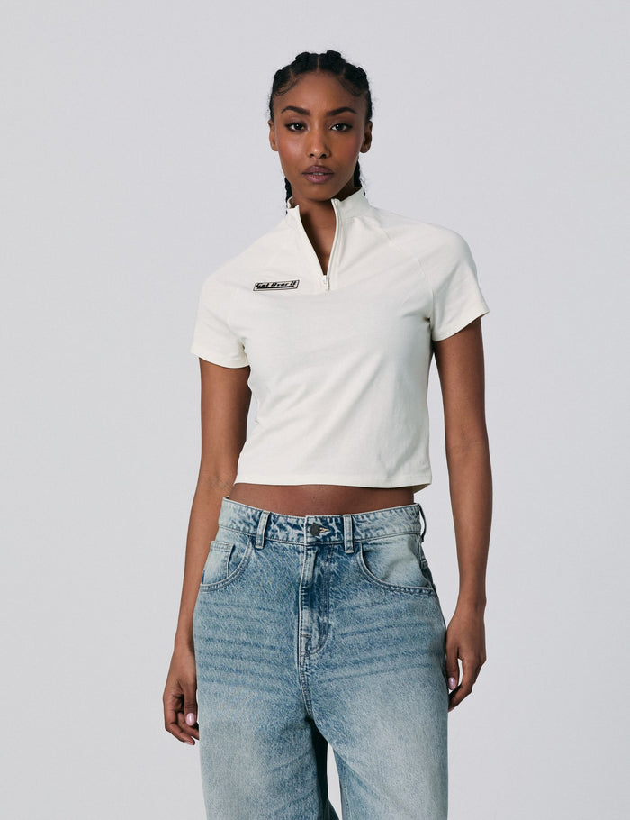 jennyfer Top zippé à message sable