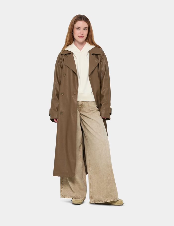 jennyfer Trench en matière enduite marron clair