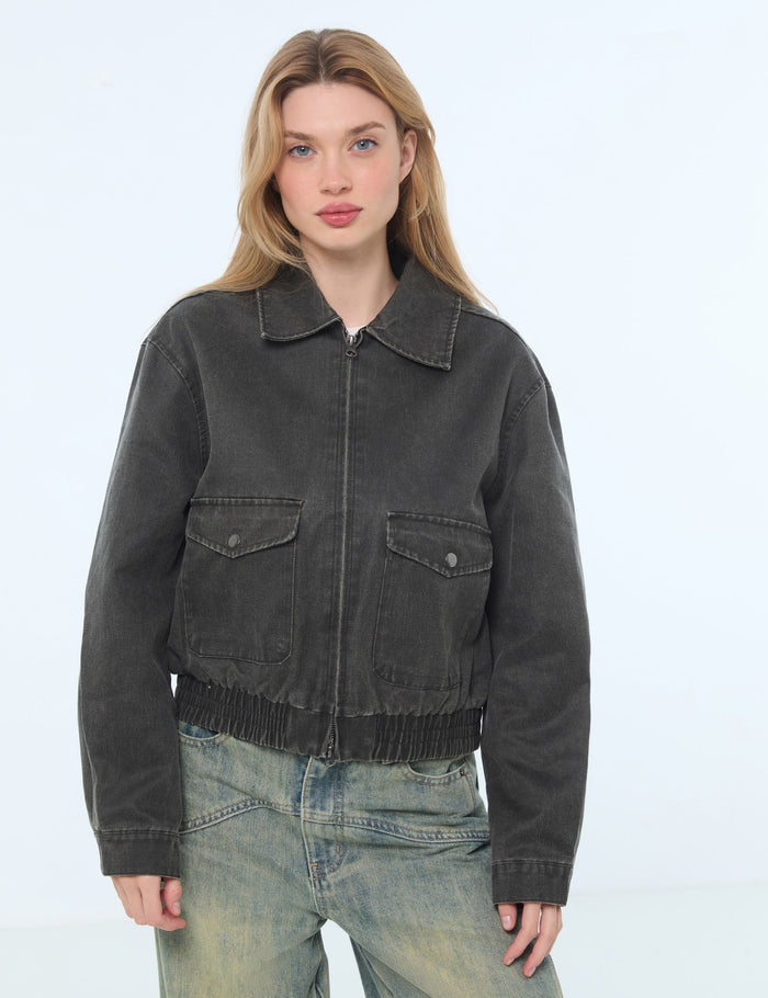 jennyfer Veste bomber zippée grise