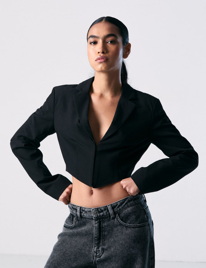 jennyfer Veste courte blazer corset noire