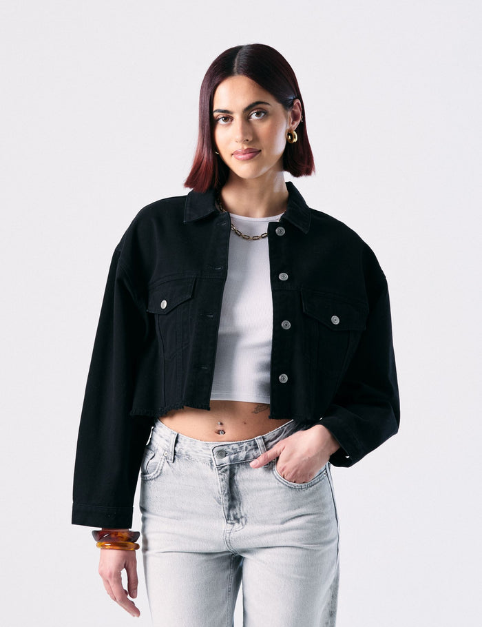 jennyfer Veste en jean courte noire