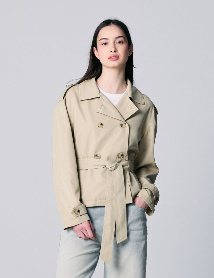 jennyfer Veste trench courte beige kaki