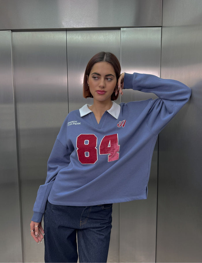 jennyfer Maillot à manches longues à motif bleu ardoise