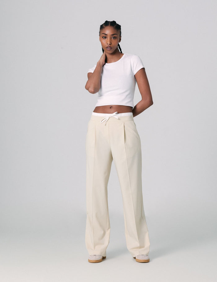 jennyfer Pantalon tailleur avec double couture beige clair