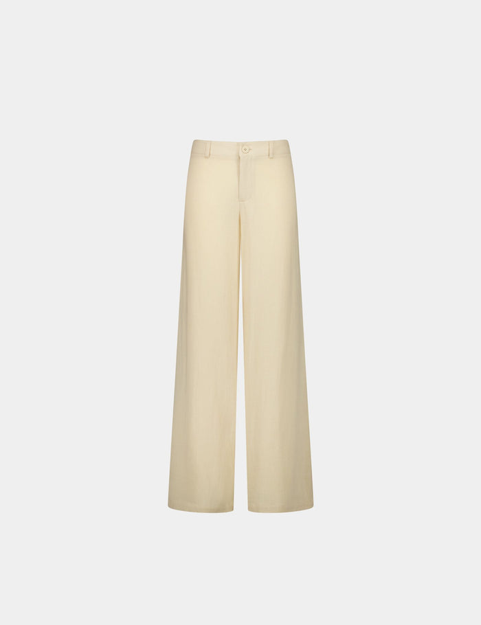 jennyfer Pantalon tailleur matière crêpe beige clair