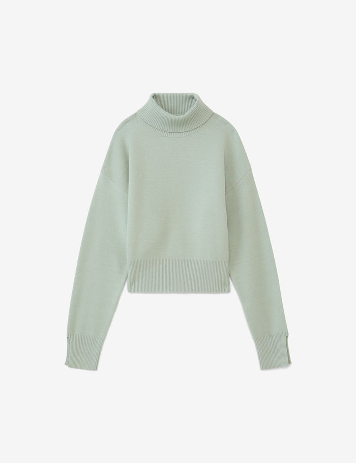 jennyfer Pull col roulé en maille côtelée vert foncé