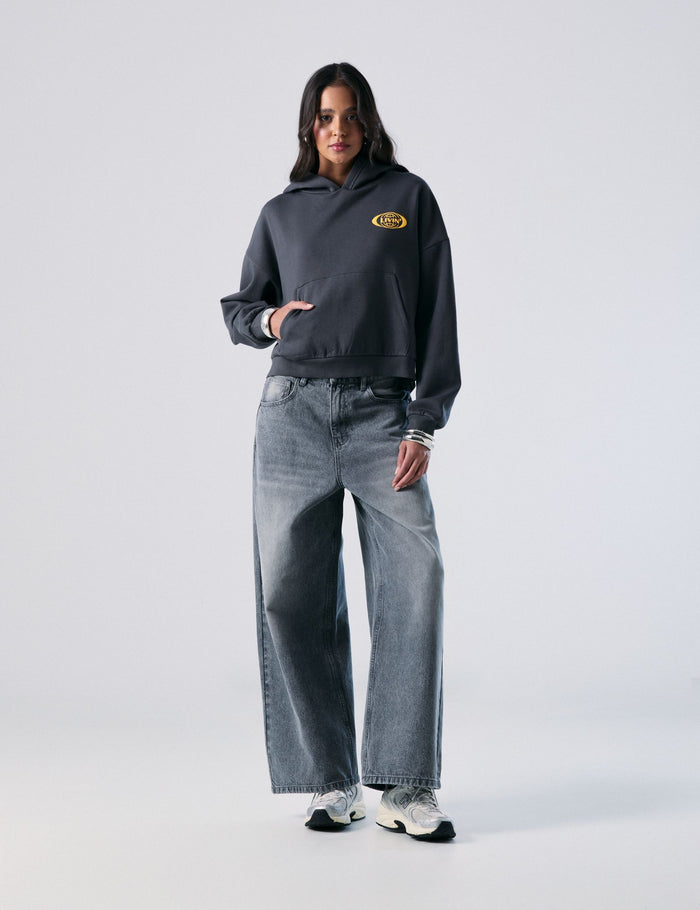 jennyfer Sweat à capuche à message livin gris foncé